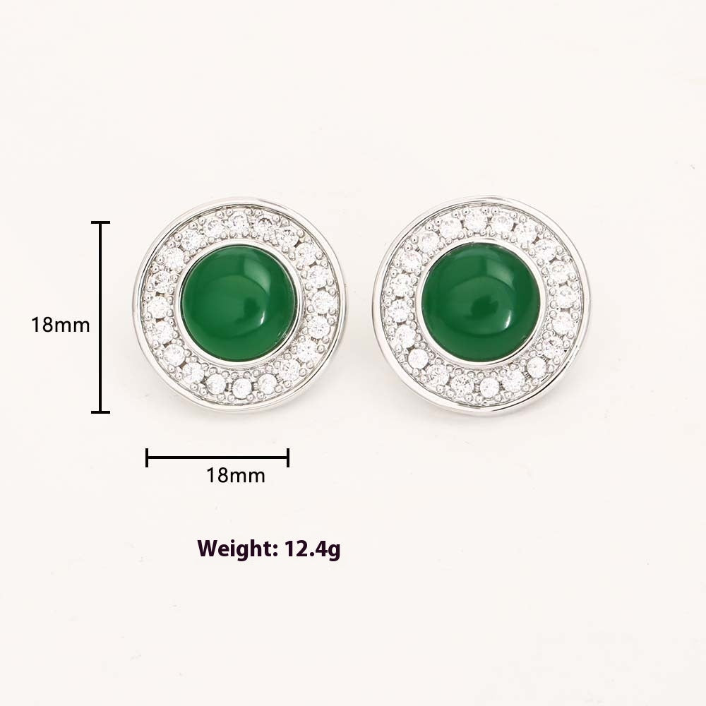 New Emerald Zircon Ear Stud Necklace